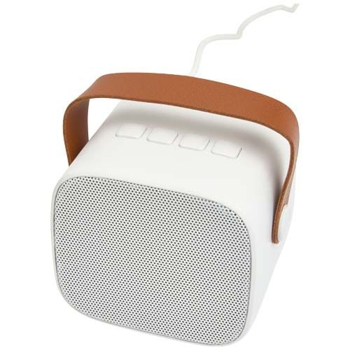 PF124436-1Diya 3W kabelloser Lautsprecher aus recyceltem Kunststoff_ weiss