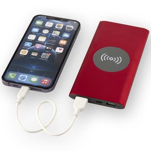 PF124385-1Juice 8000 mAh Typ-C kabellose Powerbank aus recyceltem Aluminium_ rot