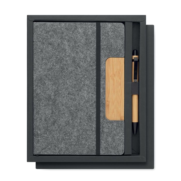 MO2390-15Notemix DIN A5 RPET Notizbuch-Set_ steingrau