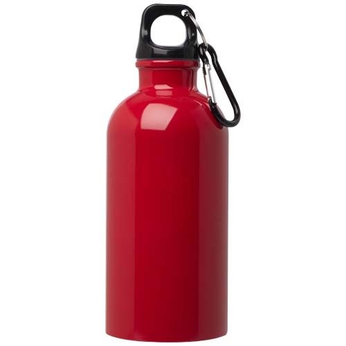 PF100860-3Oregon 400 ml RCS-zertifizierte_ einwandige Trinkflasche aus Edelstahl mit Karabinerhaken_ rot