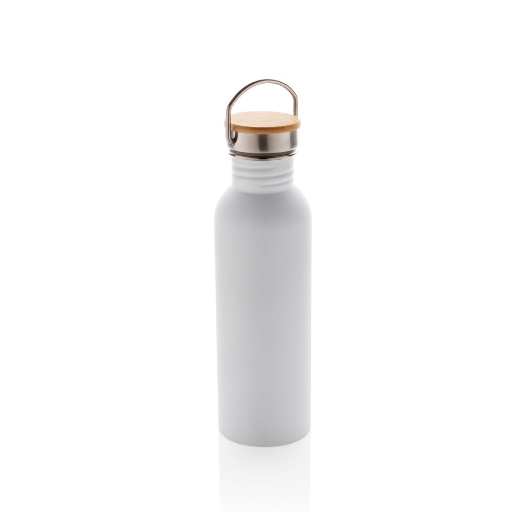 XDP436.83-3Moderne Stainless-Steel Flasche mit Bambusdeckel_ weiss