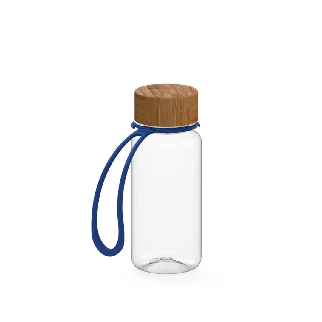 EL01249-2Trinkflasche _Natural_ 400 ml_ inkl. Strap_ transparent_ blau