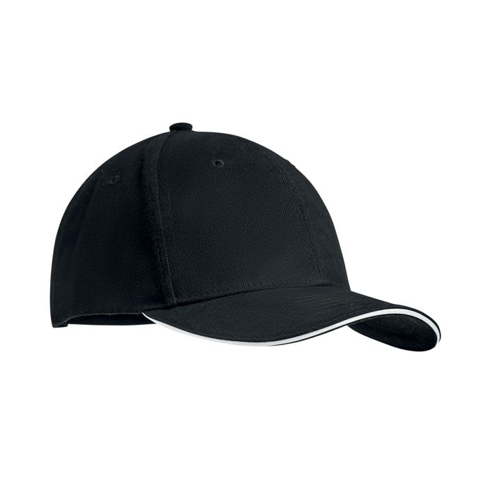 MO9643-33Tekapo Baseball cap 6 panels 270g_m²_ weiss_schwarz