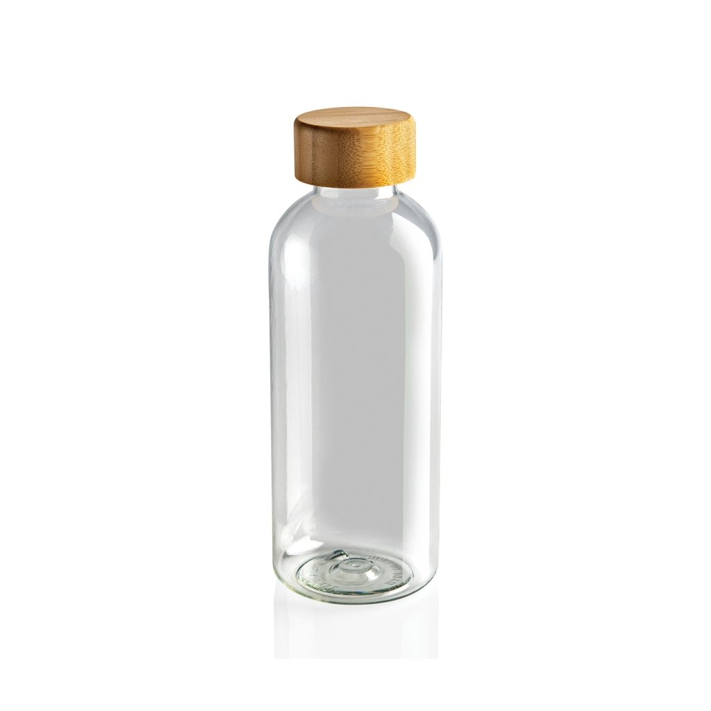 XDP433.09-0RCS rPET Flasche mit Bambus-Deckel_ transparent