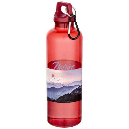 PF100877-2Oregon 750 ml RCS-zertifizierte Trinkflasche aus recyceltem Kunststoff mit Karabinerhaken_ rot