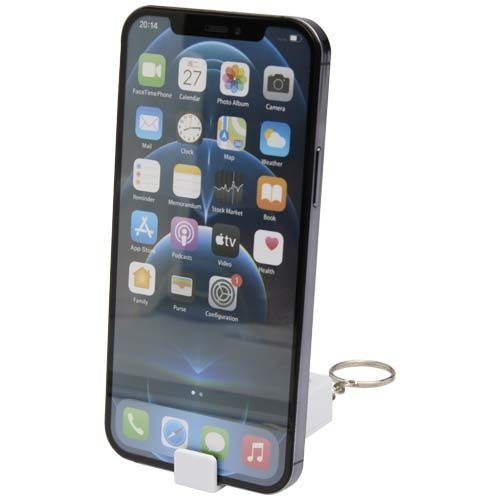 PF124460-1Aggia Telefonladestation aus recyceltem Kunststoff mit Fidget-Toy_ weiss