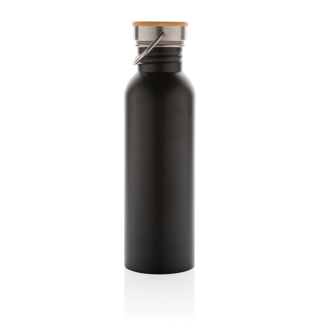 XDP436.83-1Moderne Stainless-Steel Flasche mit Bambusdeckel_ schwarz
