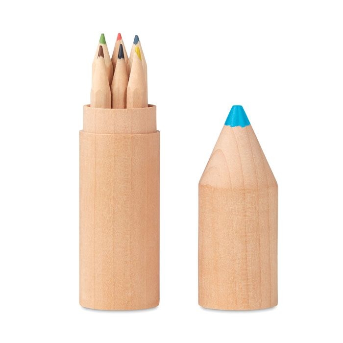 MO9875-40Petit Coloret Holzbox mit 6 Stiften_ holz