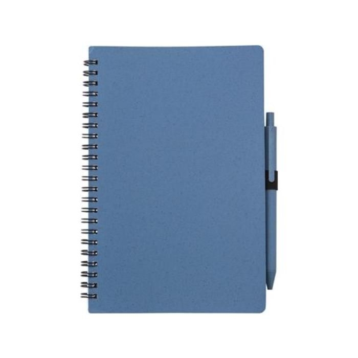 GI480875-05Notizbuch und Kugelschreiber aus Weizenstroh Massimo_ blau