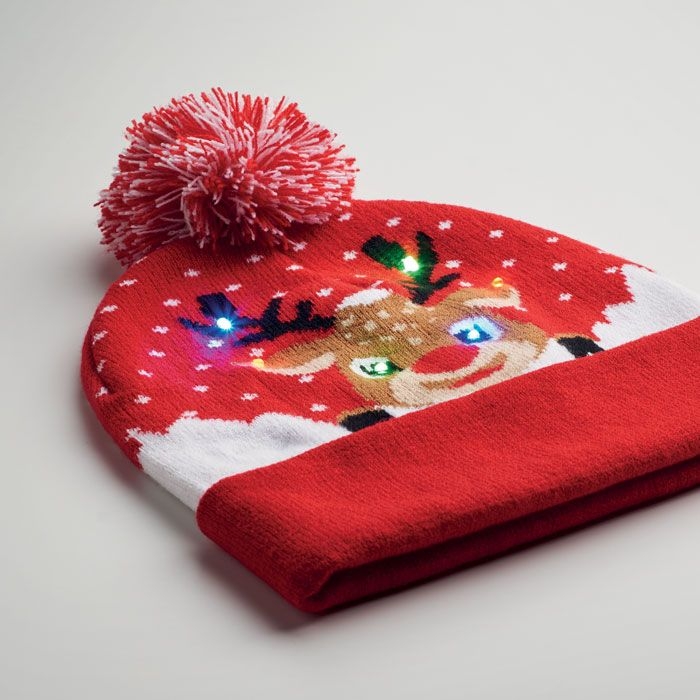 CX1539-05Shimas Light Weihnachtliche Strickmuetze LED_ rot