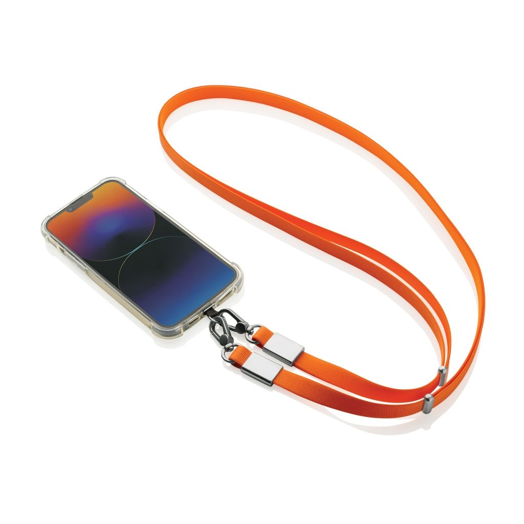 XDP302.92-08Nivo Crossbody-Handyband aus RCS recyceltem PET_ orange