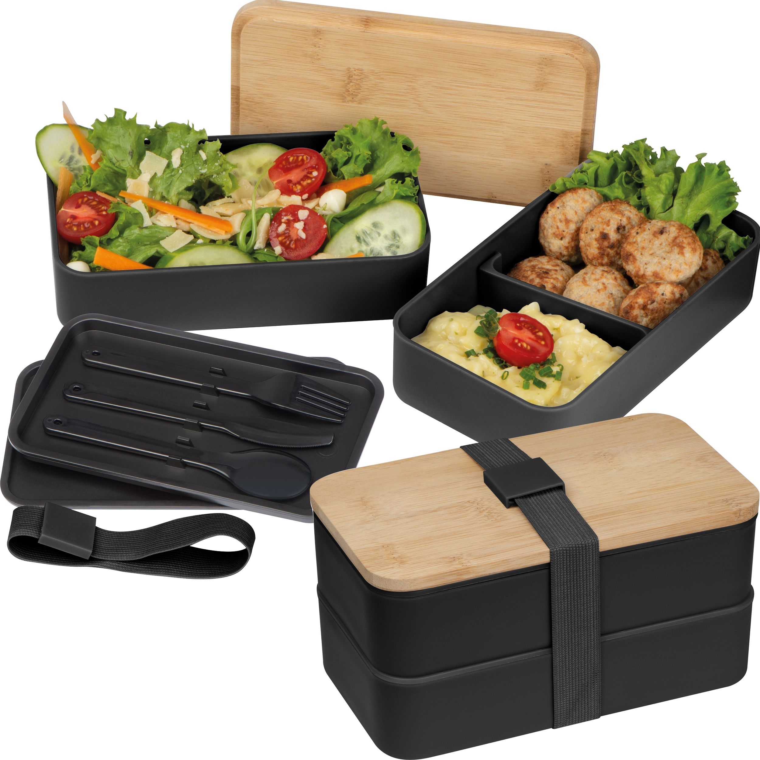 MA82531-032 stoeckige Lunchbox aus Kunststoff und Bambus SALVATORE_ schwarz