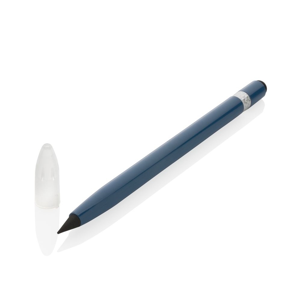XDP611.12-5Tintenloser Stift aus Aluminium mit Radiergummi_ blau