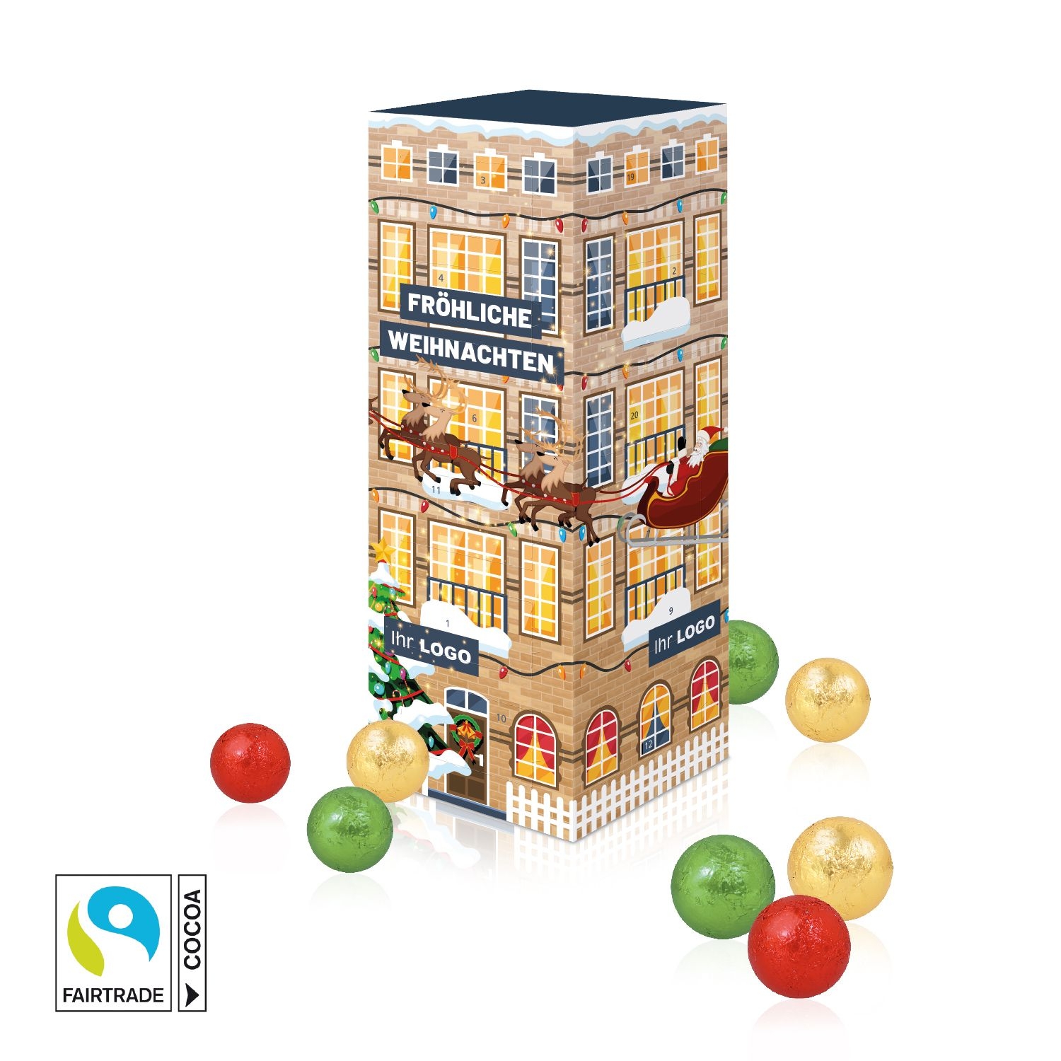 CD95181Adventskalender Turm mit Fairtrade® Schokolade
