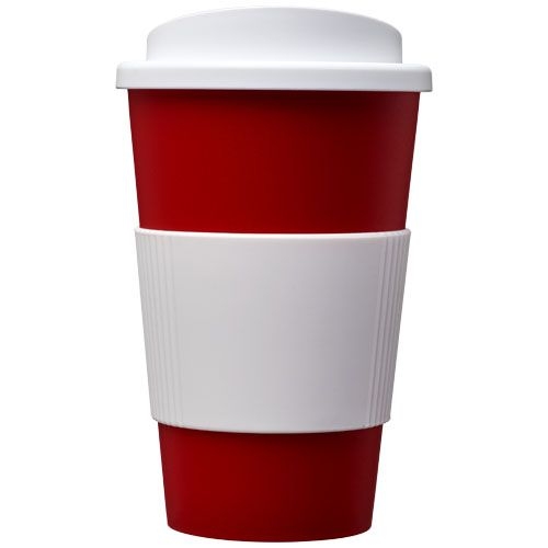 PF210002-17Americano® 350 ml Isolierbecher mit Schutzring_ rot_weiss