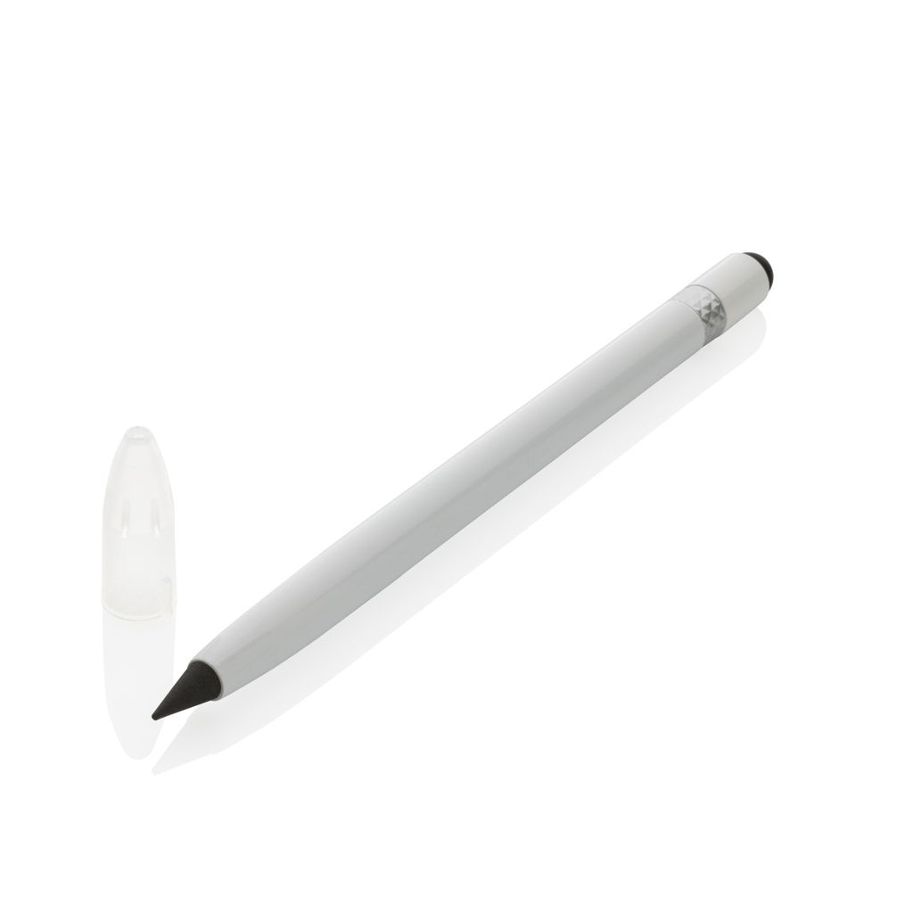 XDP611.12-3Tintenloser Stift aus Aluminium mit Radiergummi_ weiss