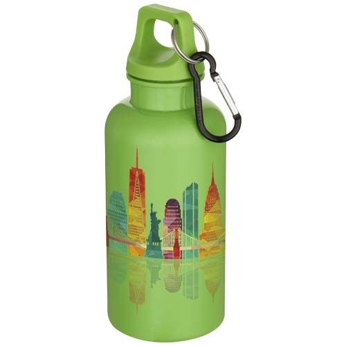 PF100863-9Oregon 400 ml einfarbige RS-zertifizierte Trinkflasche aus recyceltem Kunststoff mit Karabinerhaken