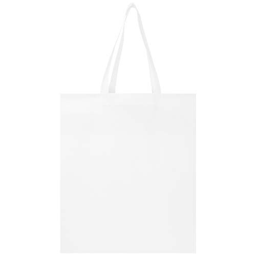 PF130106-1EcoSeal GRS-recycelte Nonwoven Tragetasche mit Zeitenfalten 12 L_ weiss