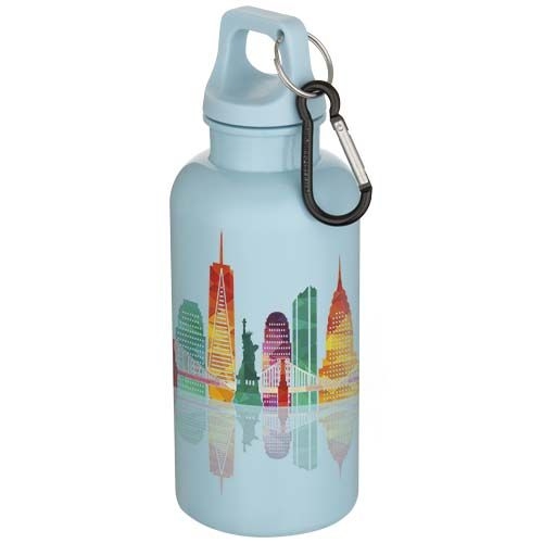 PF100863-5Oregon 400 ml einfarbige RS-zertifizierte Trinkflasche aus recyceltem Kunststoff mit Karabinerhaken