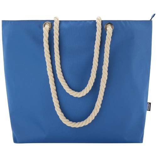 PF130079-2Panama Strandkuehltasche mit Kordelgriffen aus recyceltem GRS-Material_ 23L_ royalblau