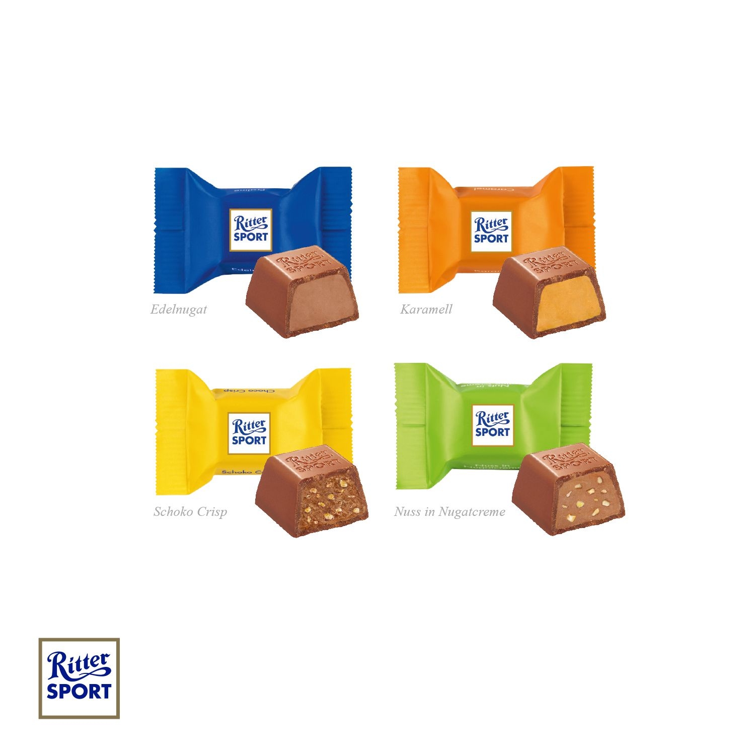 CD95546-013D Praesent Transporter mit Ritter SPORT Schokowuerfel_ Ritter Sport Schokowuerfel