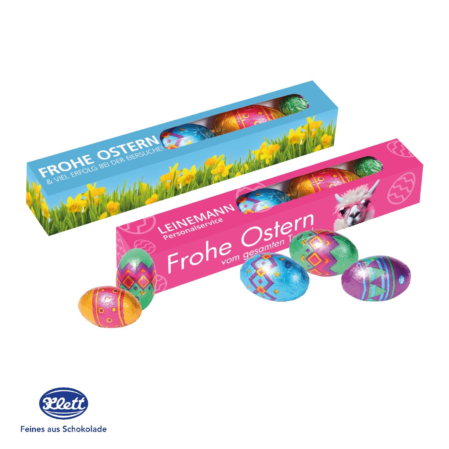 CD94692Eier Parade mit Klett Schokolade