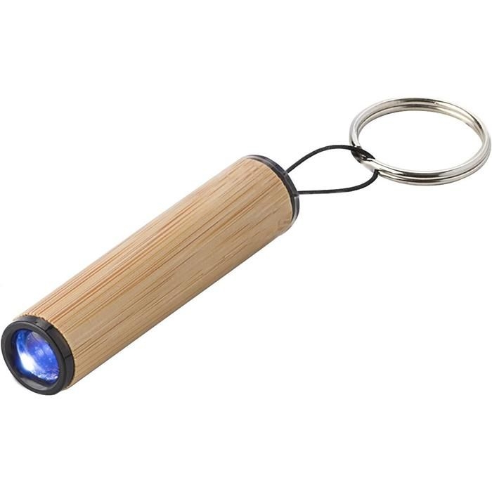 GI821118-11Mini-Taschenlampe aus Bambus mit Schluesselanhaenger Ilse_ brown
