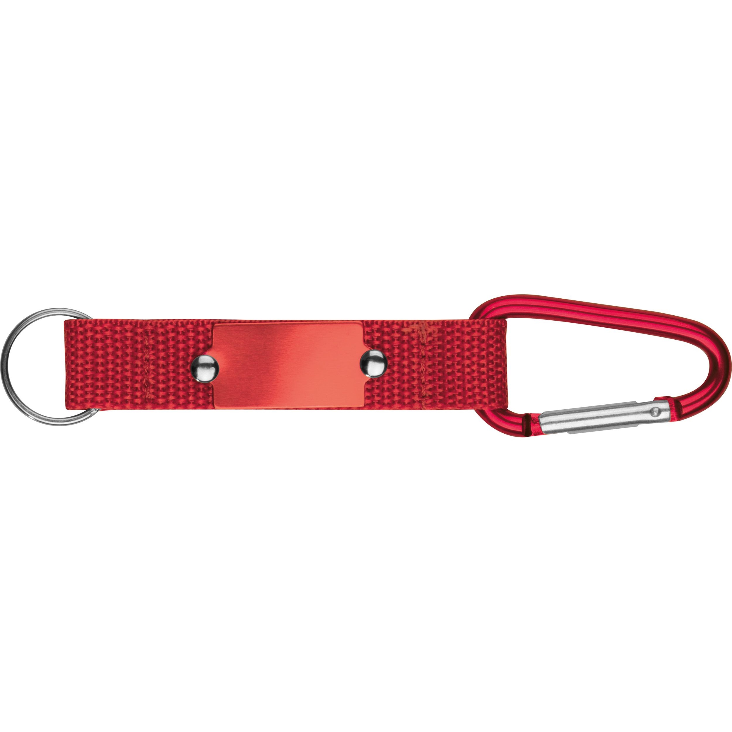 MA91168-05Schluesselanhaenger mit Karabiner und Plaettchen aus Metall PHYLLIS_ rot
