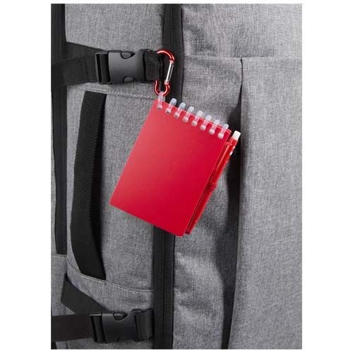 PF107051-1Lig Mini Recyceltes Outdoor-Softcover Notizbuch und Kugelschreiber Set _schwarze Mine_ rot