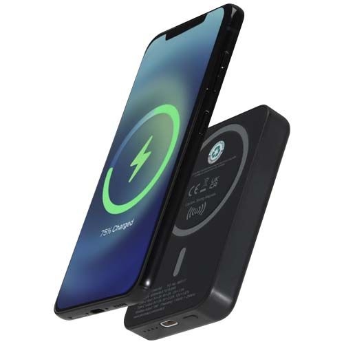 PF124441-2Acrab 15 W 5.000 mAh magnetische kabellose Powerbank mit 20 W PD aus recyceltem Kunststoff_ schwarz