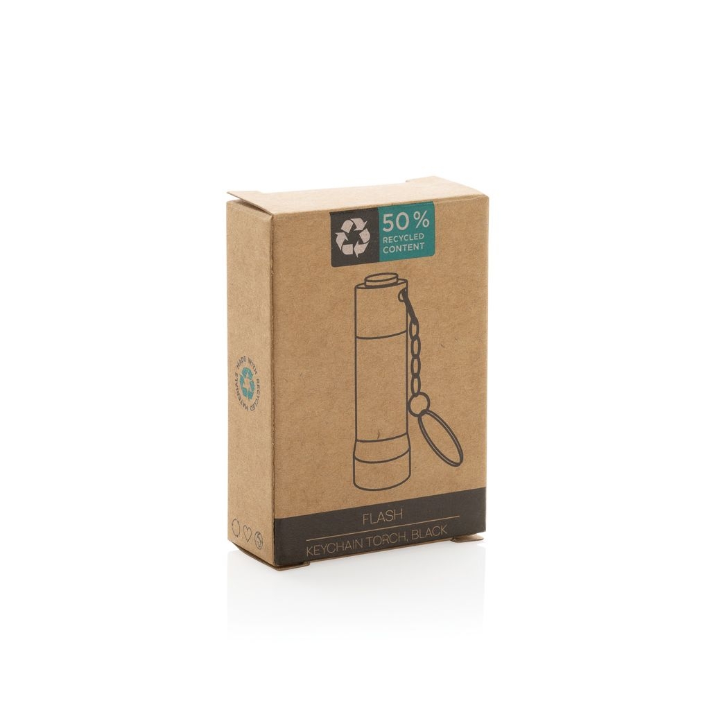 XDP514_04-01Flash Schluesselanhaenger-Taschenlampe aus RCS rec. Aluminium_ schwarz