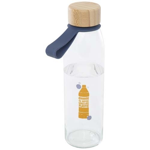 PF100853-3Porto 500 ml Glas-Flasche mit Silikongriff und Bambusdeckel _ Ozeanblau