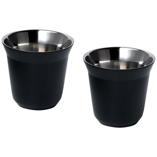 PF100804-2Duo 80 ml RCS-zertifiziertes Espressotassen Set aus Edelstahl _ schwarz