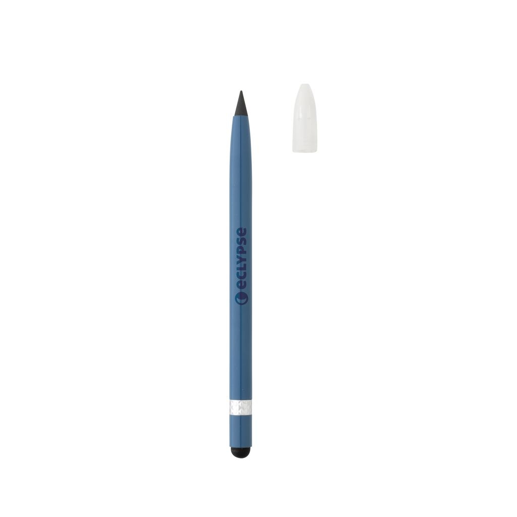 XDP611.12-5Tintenloser Stift aus Aluminium mit Radiergummi_ blau
