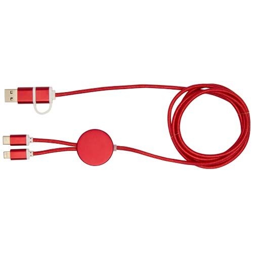 PF124425-1Alasia 150 cm 5-in-1 Kabel aus recyceltem Kunststoff fuer Datenuebertragung und 27W Schnellladung_ rot