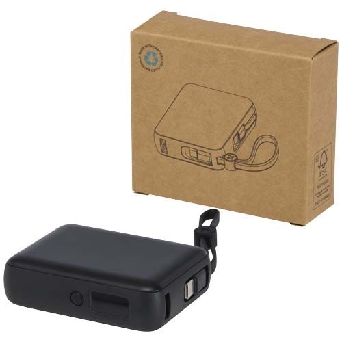 PF124450-2Acrux 35 W 10.000 mAh Tablet Powerbank mit integriertem Typ-C-Kabel aus recyceltem Kunststoff_ schwa