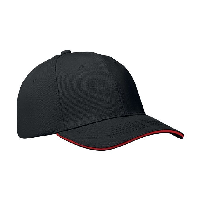 MO1464-83Buffalo 6-Panel-Baseball-Cap_ schwarz_rot
