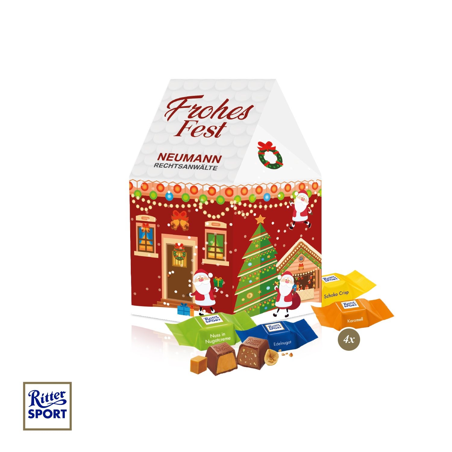 CD955513D Praesent Haus mit Ritter SPORT Schokowuerfel