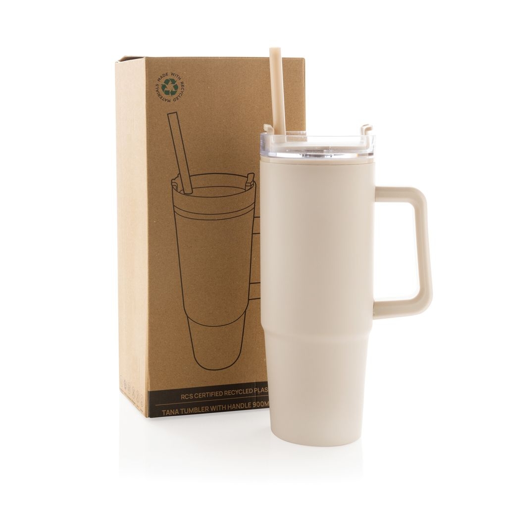XDP437.10-19Tana Becher aus RCS recyceltem Kunststoff mit Griff 750ml_ beige