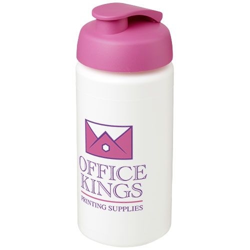 PF210072-9Baseline® Plus grip 500 ml Sportflasche mit Klappdeckel_ weiss_rosa