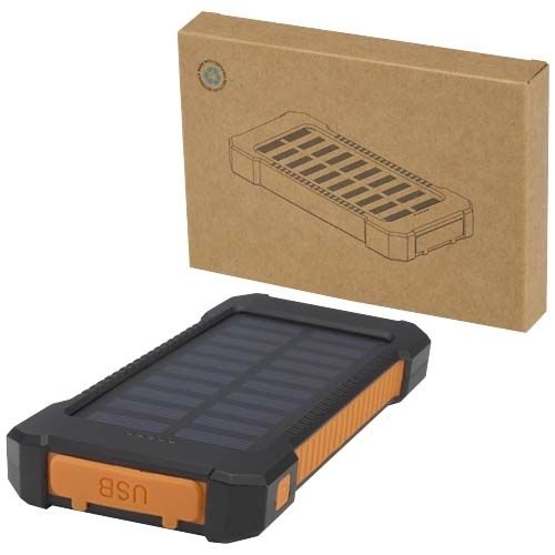PF124471Altair 10 W 5000 mAh robuste Solar Powerbank aus recyceltem Kunststoff mit integrierter Taschenlampe