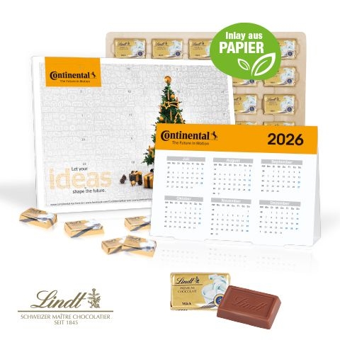 CD55366„2 in 1“ Marken-Adventskalender Lindt Schokolade mit Jahresplaner_ Inlay aus Papier