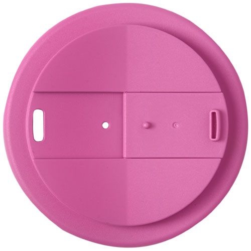 PF210425-22Americano® Eco 350 ml recycelter Becher mit auslaufsicherem Deckel_ rosa_weiss
