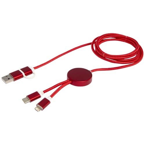 PF124425-1Alasia 150 cm 5-in-1 Kabel aus recyceltem Kunststoff fuer Datenuebertragung und 27W Schnellladung_ rot