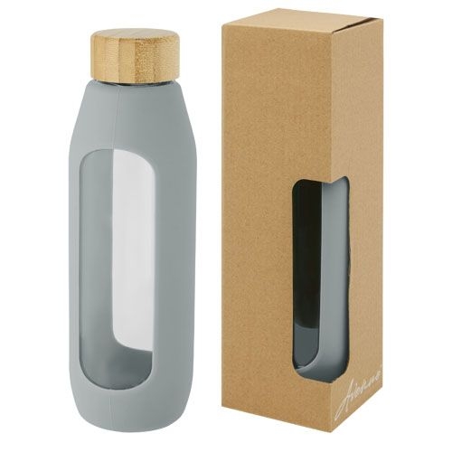 PF100666-3Tidan 600 ml Flasche aus Borosilikatglas mit Silikongriff_ grau