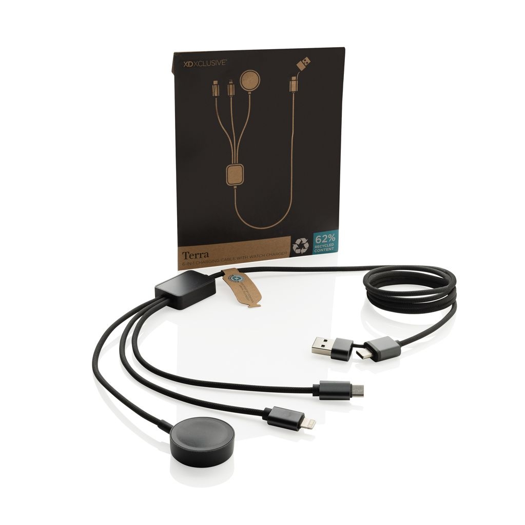 XDP302.59-02Terra RCS rPET 6-in-1-Ladekabel mit Uhrenladegeraet_ grau