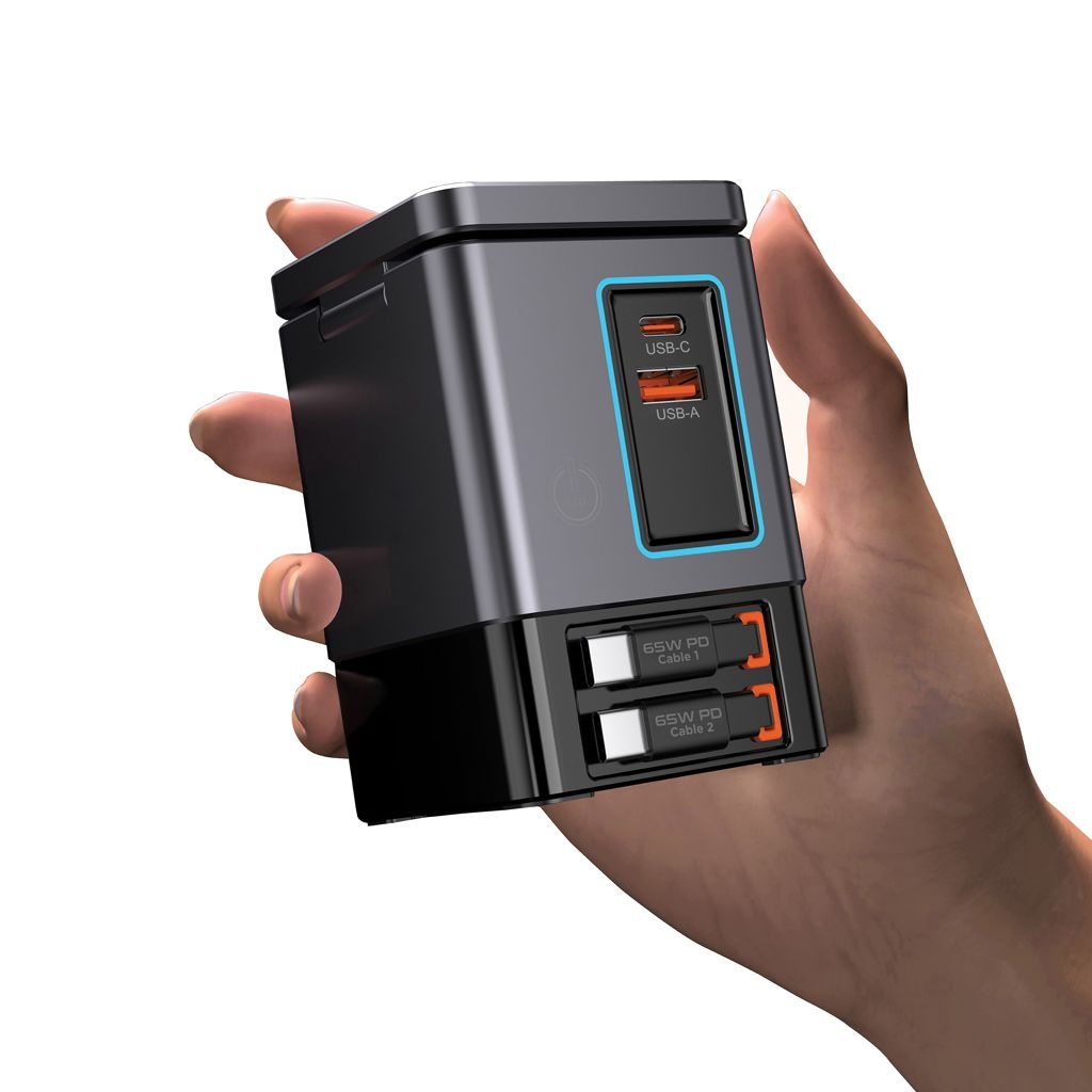 XDP309_54-02Urban Vitamin Sacramento 105W GaN Charger mit einz. Kabeln_ grau