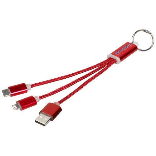 PF134961-4Metal 3-in-1 Ladekabel mit Schluesselanhaenger_ rot