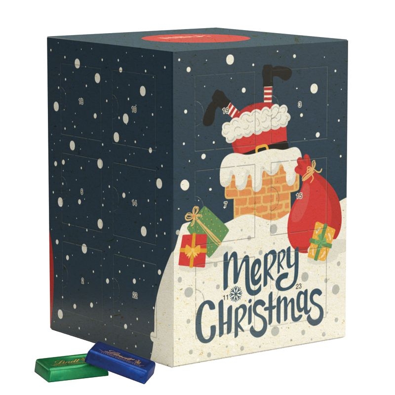 JG20067-2Tower Adventskalender_ Graspapier_ Lindt Schokotaefelchen_ Individuelles Motiv