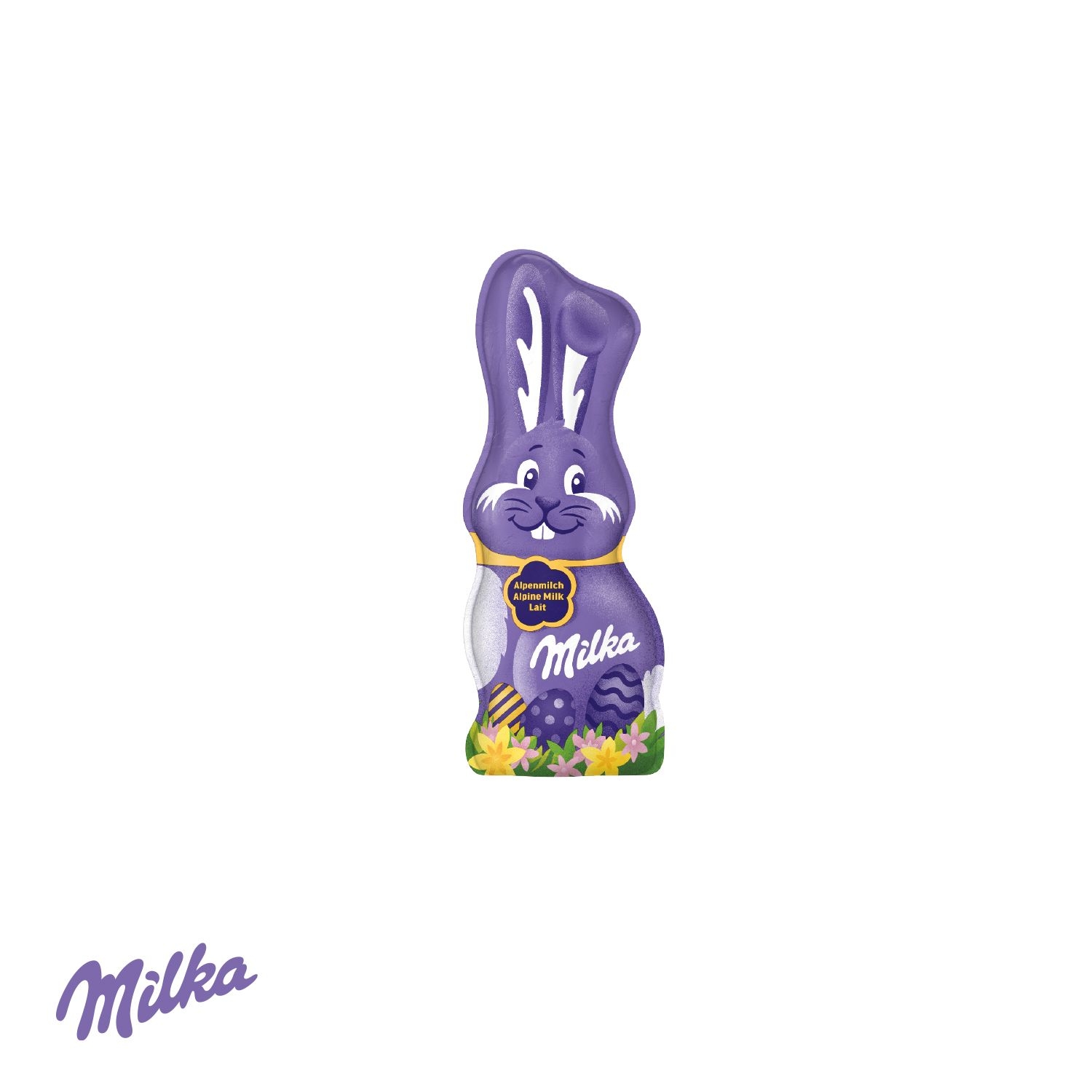 CD94577-01Milka Schmunzelhase in der Werbebox_ 15 g_ Milka Schmunzelhase